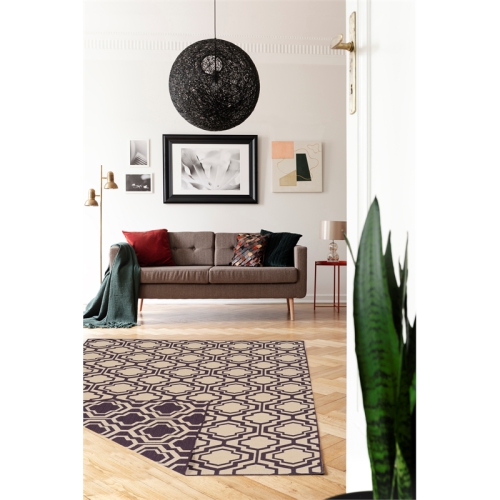 Linon RUG-SA1258 5 ft. x 8 ft. Salonika Flat Woven Area Rug - Purple