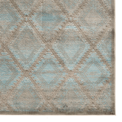 Linon RUGPM0858 5 ft. x 7 ft. 6 in. Platinum Santa Fe Indoor Area Rug - Blue & Black