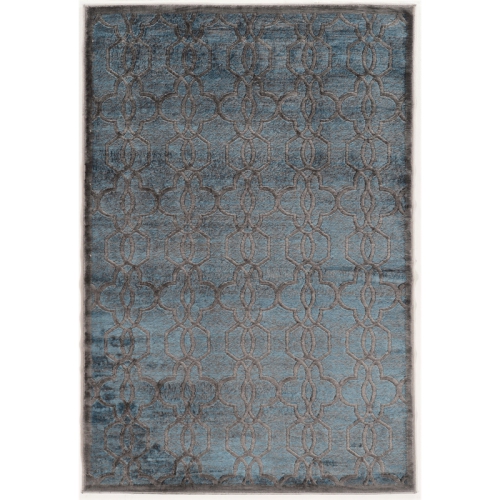 Linon RUGPM1658 5 ft. x 7 ft. 6 in. Platinum Iron Gate Indoor Area Rug - Blue & Creame