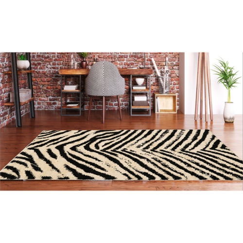 Linon RUGMC0881 8 x 10 ft. Morrocan Sahara Indoor Area Rug - Ivory & Black