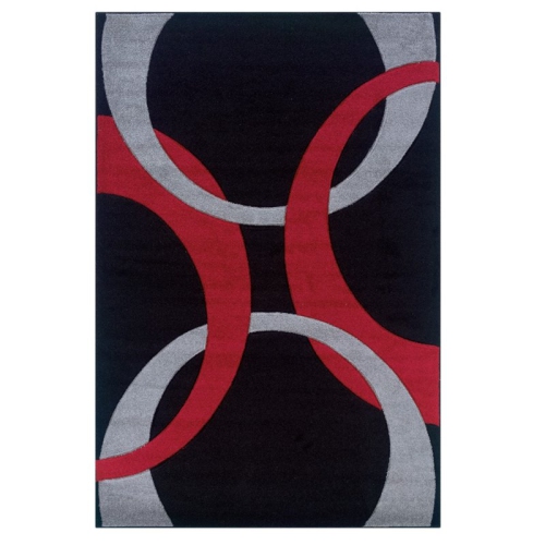 LINON HOME DECOR  Linon Rug-Cu0581 8 X 10 Ft. 3 In. Corfu Loomed Indoor Area Rug - Black & In Red