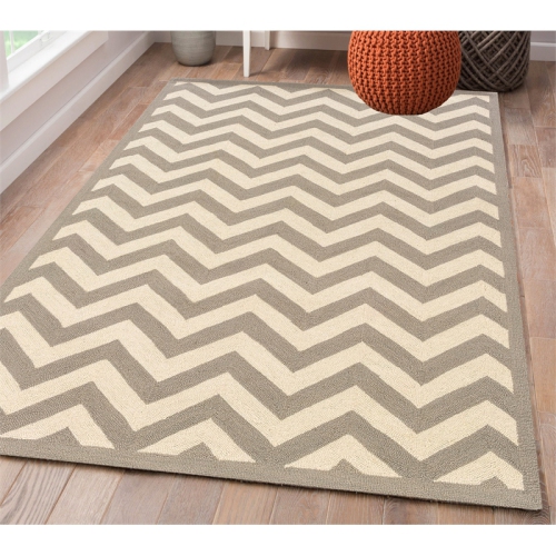 Linon RUG-SH0157 5 x 7 ft. Silhouette Chevron Indoor Area Rug - Grey