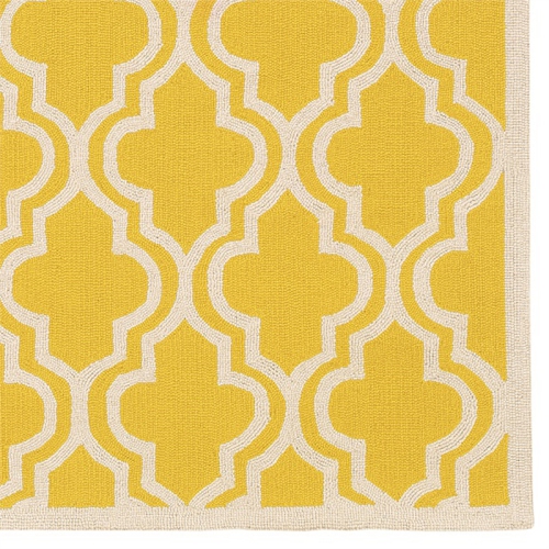 Linon RUG-SH1257 5 x 7 ft. Silhouette Quatrefoil Indoor Area Rug - Yellow