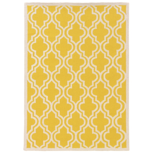 Linon RUG-SH1257 5 x 7 ft. Silhouette Quatrefoil Indoor Area Rug - Yellow