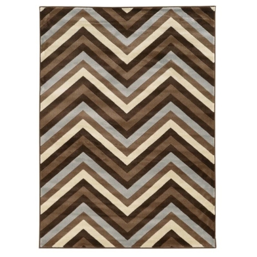 Linon RUGRA1481 8 x 10 ft. Roma Collection Chevron Indoor Area Rug - Chocolate & Beige