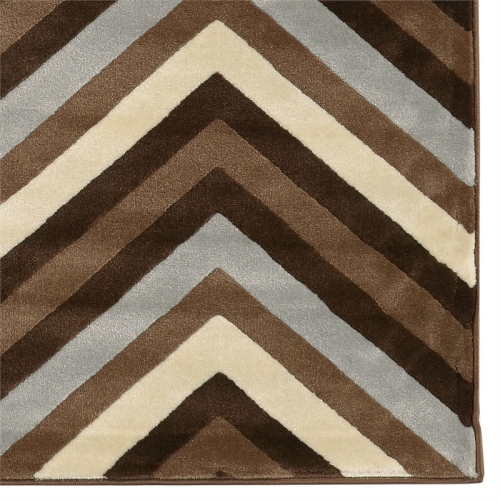 Linon RUGRA1481 8 x 10 ft. Roma Collection Chevron Indoor Area Rug - Chocolate & Beige