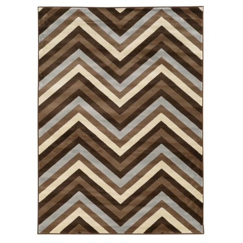 Linon RUGRA1481 8 x 10 ft. Roma Collection Chevron Indoor Area Rug - Chocolate & Beige