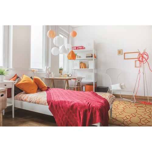 Linon RUGAE1658 5 x 8 ft. Aspire Wool Window Rug - Ivory & Coral