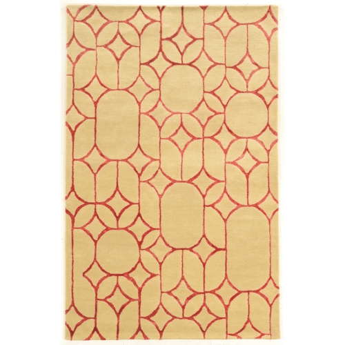 Linon RUGAE1658 5 x 8 ft. Aspire Wool Window Rug - Ivory & Coral