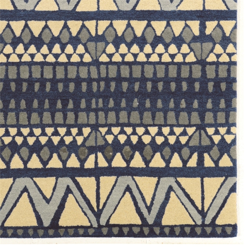 Linon RUGAE0158 5 x 8 ft. Aspire Wool Comp Rug - Ivory & Blue