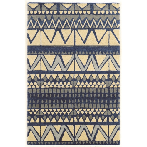 Linon RUGAE0158 5 x 8 ft. Aspire Wool Comp Rug - Ivory & Blue