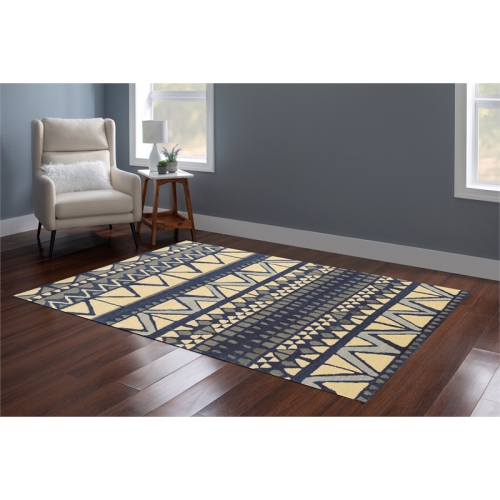 Linon RUGAE0158 5 x 8 ft. Aspire Wool Comp Rug - Ivory & Blue