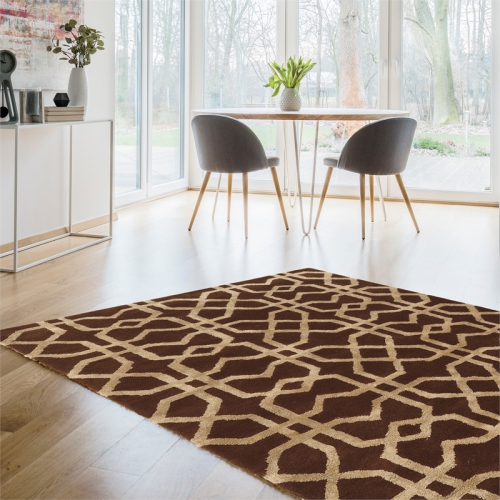 Linon RUGAE2358 5 x 8 ft. Aspire Wool Xfts Rug - Brown & Beige