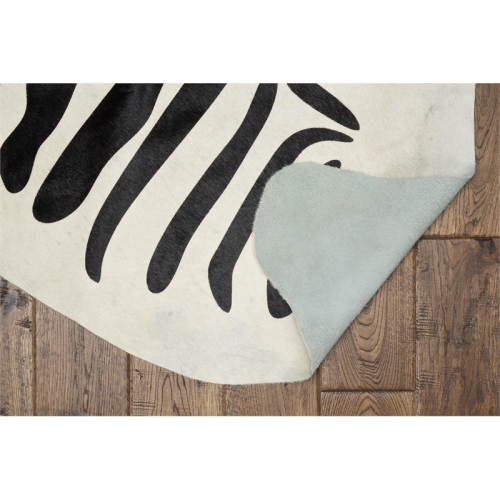 Linon RUG-CH04 Full Skin Tufted Indoor Area Rug - Cowhide Zebra Print Black