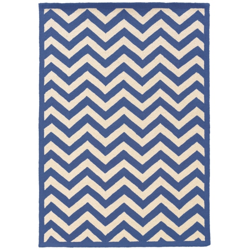 Linon RUG-SH0381 8 x 10 ft. Silhouette Chevron Indoor Area Rug - Navy