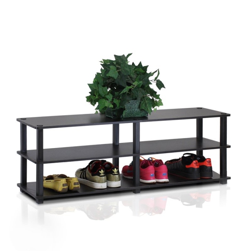 Furinno TST No Tools 3-Tier Wide Shoe Storage Rack Espresso & Black - 15.4 x 47.2 x 11.6 in.