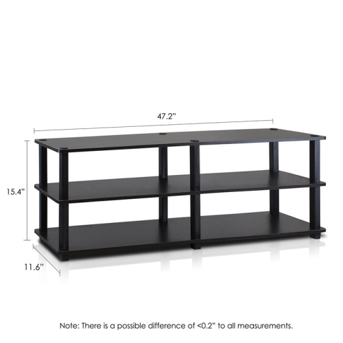 Furinno TST No Tools 3-Tier Wide Shoe Storage Rack Espresso & Black - 15.4 x 47.2 x 11.6 in.