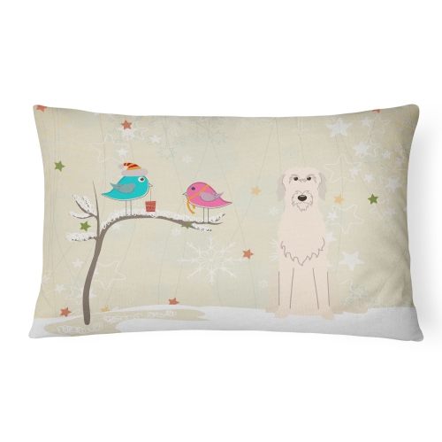 Carolines Treasures BB2537PW1216 Christmas Presents Between Friends Irish Wolfhound Canvas Fabric Decorative Pillow