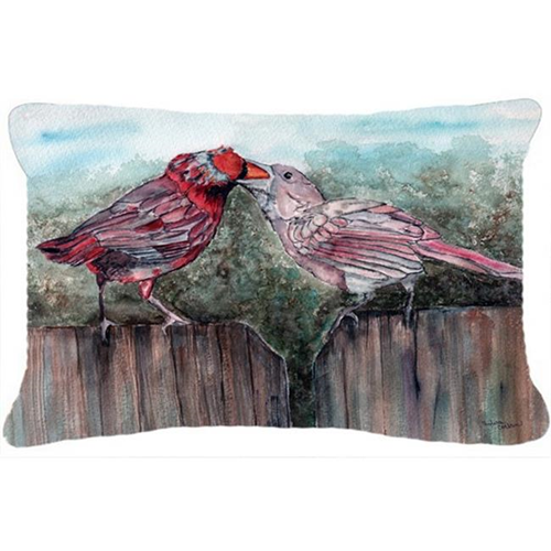 Carolines Treasures 8981PW1216 Red Bird Feeding Fabric Decorative Pillow