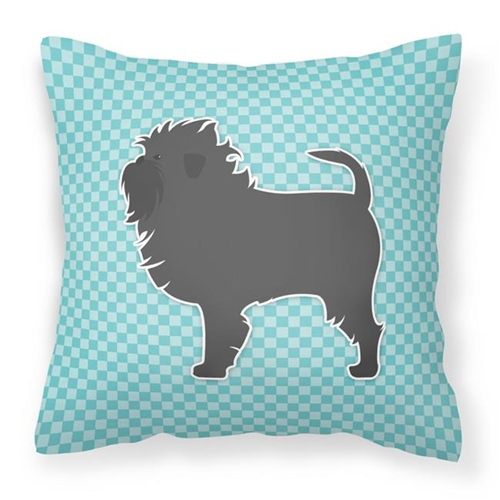 Carolines Treasures BB3748PW1414 Affenpinscher Checkerboard Blue Fabric Decorative Pillow