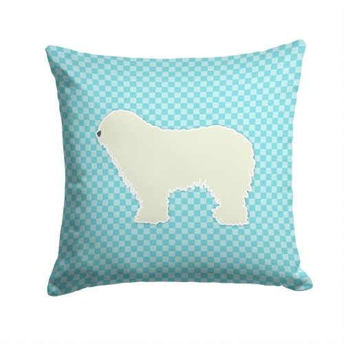 Carolines Treasures BB3755PW1414 Komondor Checkerboard Blue Fabric Decorative Pillow