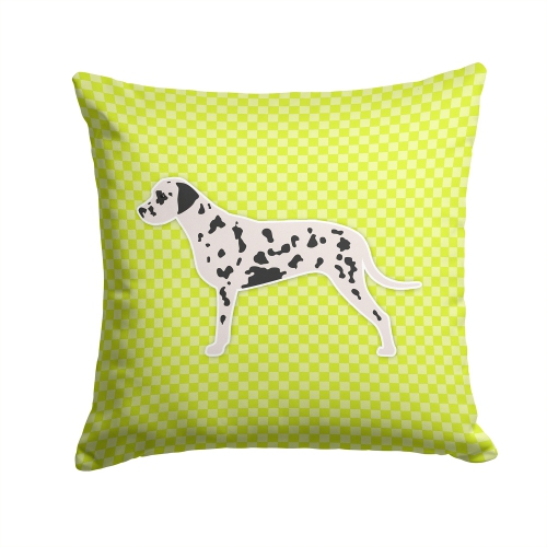 Carolines Treasures BB3783PW1414 Dalmatian Checkerboard Green Fabric Decorative Pillow
