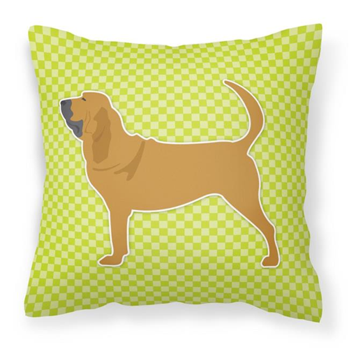 Carolines Treasures BB3784PW1414 Bloodhound Checkerboard Green Fabric Decorative Pillow