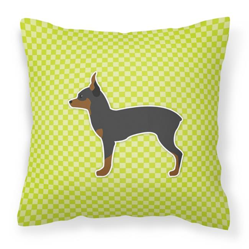 Carolines Treasures BB3787PW1414 Toy Fox Terrier Checkerboard Green Fabric Decorative Pillow