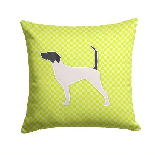 Carolines Treasures BB3795PW1414 English Pointer Checkerboard Green Fabric Decorative Pillow