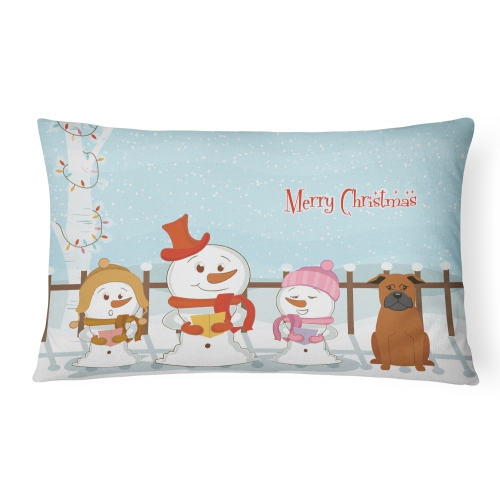 Carolines Treasures BB2442PW1216 Merry Christmas Carolers Chinese Chongqing Dog Canvas Fabric Decorative Pillow