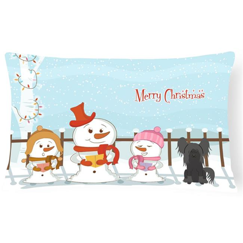 Carolines Treasures BB2443PW1216 Merry Christmas Carolers Chinese Crested Black Canvas Fabric Decorative Pillow