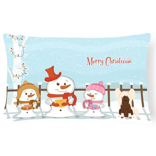 Carolines Treasures BB2444PW1216 Merry Christmas Carolers Chinese Crested Cream Canvas Fabric Decorative Pillow