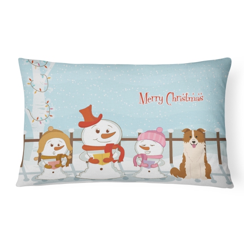 Carolines Treasures BB2450PW1216 Merry Christmas Carolers Border Collie Red & White Canvas Fabric Decorative Pillow