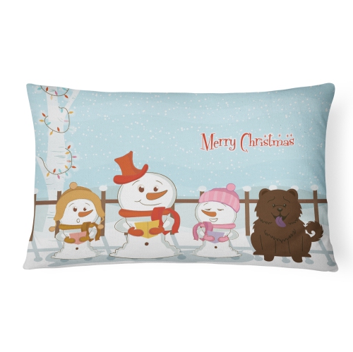 Carolines Treasures BB2472PW1216 Merry Christmas Carolers Chow Chow Chocolate Canvas Fabric Decorative Pillow