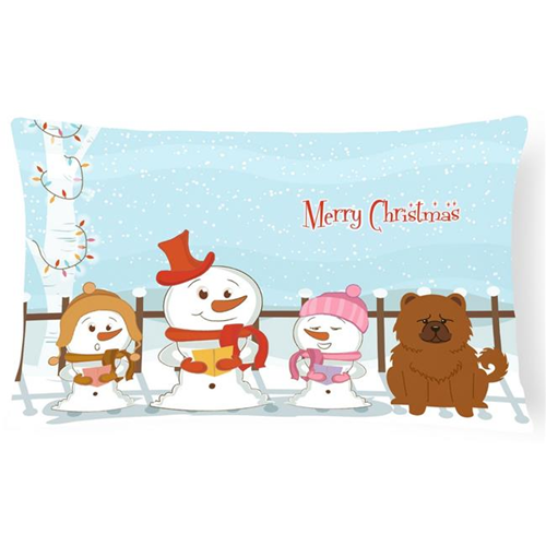 Carolines Treasures BB2473PW1216 Merry Christmas Carolers Chow Chow Red Canvas Fabric Decorative Pillow