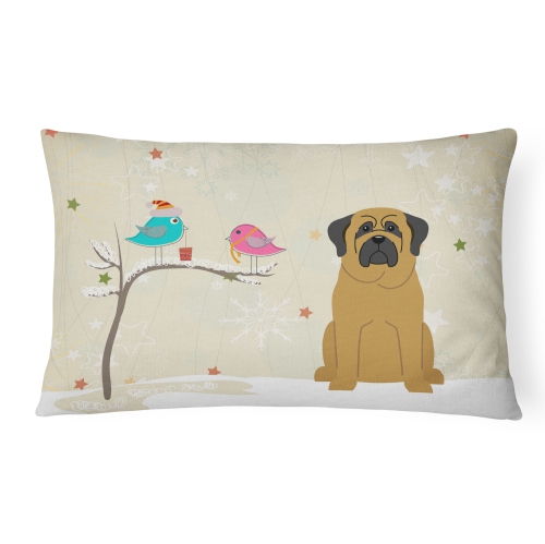 Carolines Treasures BB2490PW1216 Christmas Presents Between Friends Mastiff Canvas Fabric Decorative Pillow