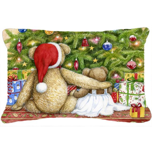 Carolines Treasures CDCO0415PW1216 Christmas Teddy Bears with Tree Fabric Decorative Pillow