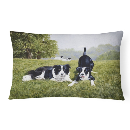 Carolines Treasures FRF0014PW1216 Lets Play Border Collie Fabric Decorative Pillow