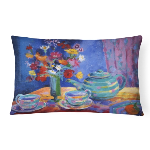 Carolines Treasures HWH0010PW1216 Blue Tea by Wendy Hoile Fabric Decorative Pillow