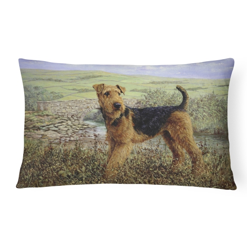 Carolines Treasures HMHE0245PW1216 Airedale Terrier the Kings Country Fabric Decorative Pillow