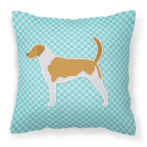 Carolines Treasures BB3698PW1414 American Foxhound Checkerboard Blue Fabric Decorative Pillow