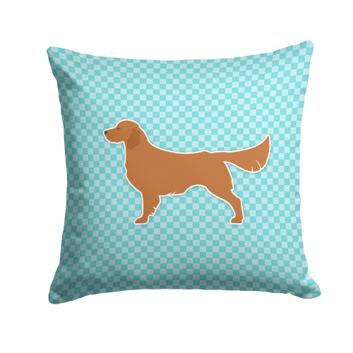 Carolines Treasures BB3704PW1414 Golden Retriever Checkerboard Blue Fabric Decorative Pillow