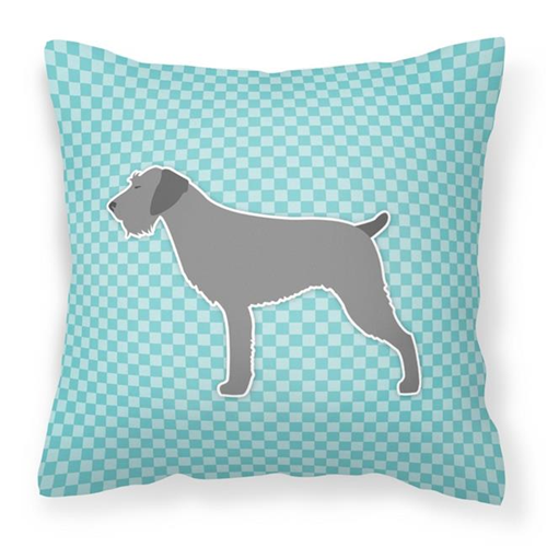 Carolines Treasures BB3711PW1414 German Wirehaired Pointer Checkerboard Blue Fabric Decorative Pillow