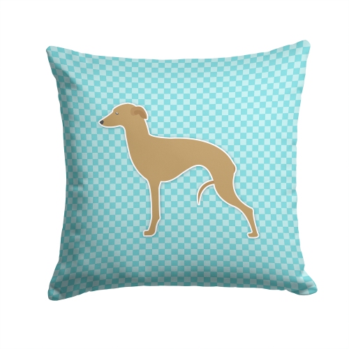 Carolines Treasures BB3714PW1414 Italian Greyhound Checkerboard Blue Fabric Decorative Pillow