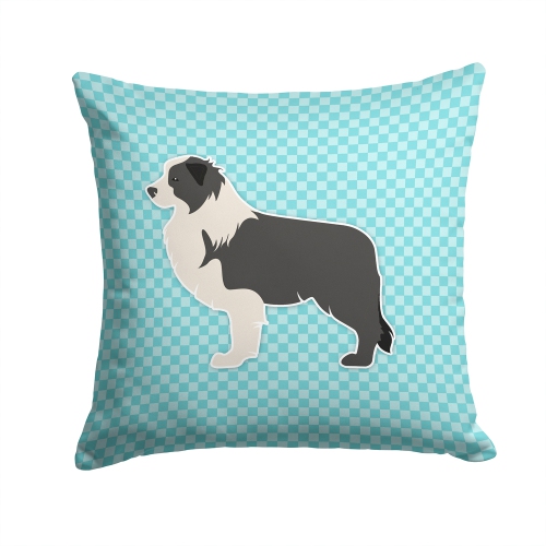 Carolines Treasures BB3723PW1414 Black Border Collie Checkerboard Blue Fabric Decorative Pillow