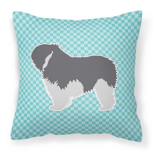 Carolines Treasures BB3732PW1414 Polish Lowland Sheepdog Dog Checkerboard Blue Fabric Decorative Pillow