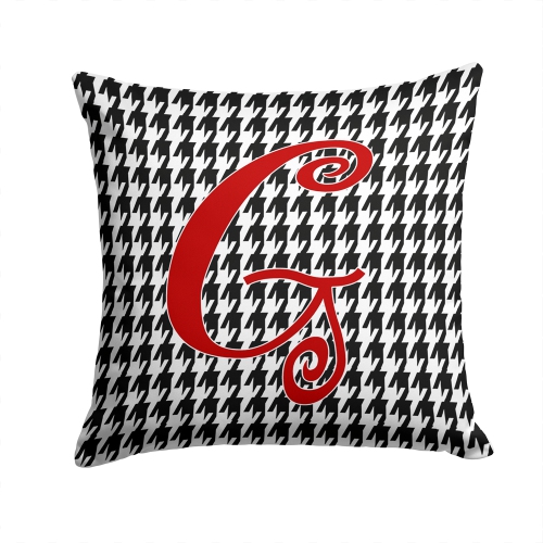 Carolines Treasures CJ1035-GPW1414 14 x 14 in. Monogram Initial G Houndstooth Black Fabric Decorative Pillow