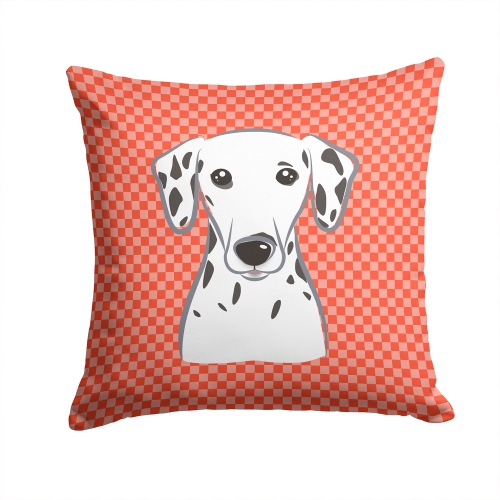 Carolines Treasures BB1131PW1414 Red Checkered Dalmatian Indoor & Outdoor Fabric Decorative Pillow