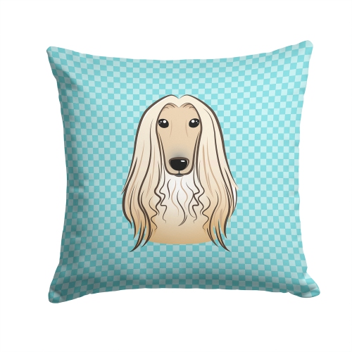 Carolines Treasures BB1182PW1414 Checkerboard Blue Afghan Hound Fabric Decorative Pillow 14 x 14 In.