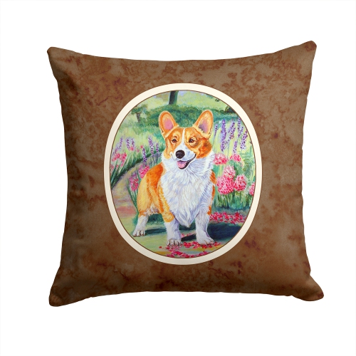 Carolines Treasures 7077PW1414 Pembroke Corgi Springtime Fabric Decorative Pillow